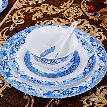 fancy CHINA 食器セット 31点 白 青縁 レトロ　大人数 fancy CHINA 食器セット 31点 白 青縁 レトロ 大人数